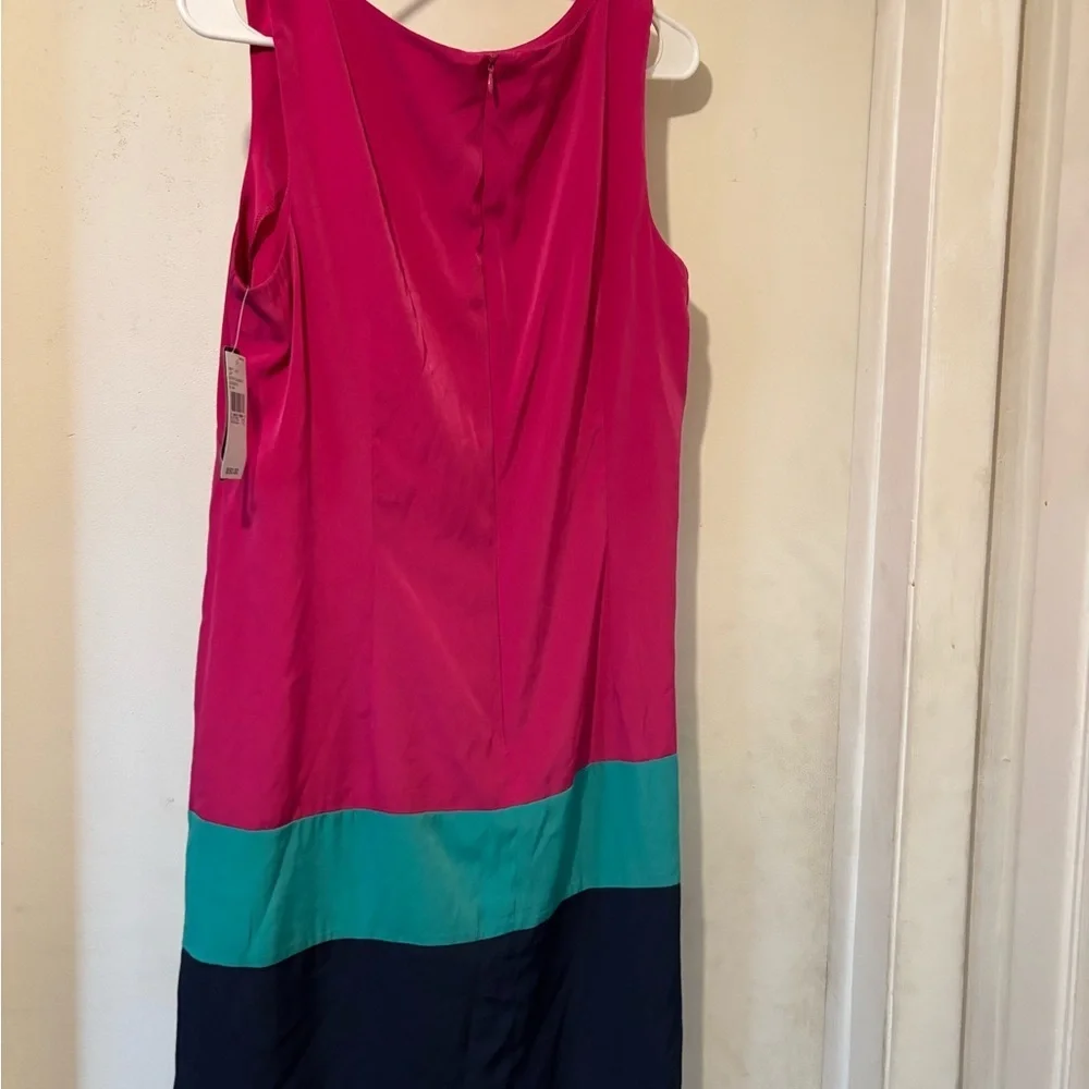NWT AGB Dress Tri Color Block, Retro Pink Midi Dress Size 12